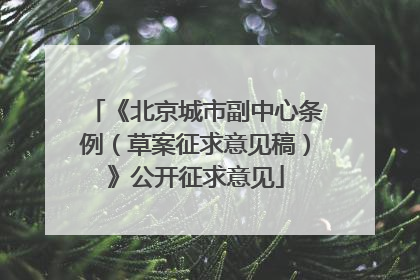 《北京城市副中心条例（草案征求意见稿）》公开征求意见
