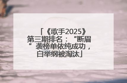 《歌手2025》第三期排名：“断眉”袭榜单依纯成功，白举纲被淘汰