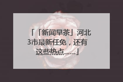 「新闻早茶」河北3市最新任免，还有这些热点……