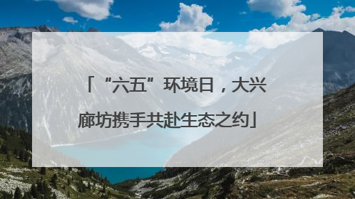 “六五”环境日，大兴廊坊携手共赴生态之约