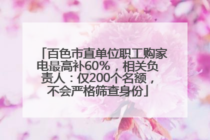 百色市直单位职工购家电最高补60％，相关负责人：仅200个名额，不会严格筛查身份