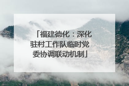 福建德化：深化驻村工作队临时党委协调联动机制