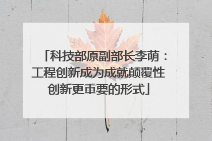 科技部原副部长李萌：工程创新成为成就颠覆性创新更重要的形式