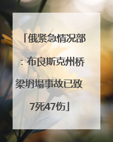俄紧急情况部：布良斯克州桥梁坍塌事故已致7死47伤