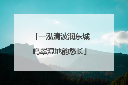 一泓清波润东城 鸣翠湿地韵悠长