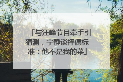 与汪峰节目牵手引猜测，宁静谈择偶标准：他不是我的菜
