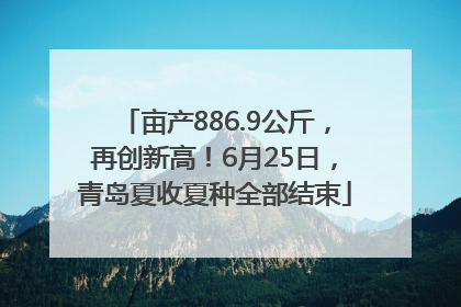亩产886.9公斤，再创新高！6月25日，青岛夏收夏种全部结束