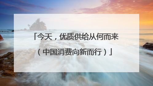 今天，优质供给从何而来（中国消费向新而行）