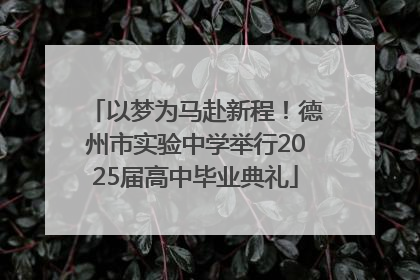 以梦为马赴新程！德州市实验中学举行2025届高中毕业典礼