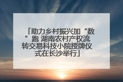 助力乡村振兴加“数”跑 湖南农村产权流转交易科技小院授牌仪式在长沙举行