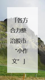 各方合力整治股市“小作文”