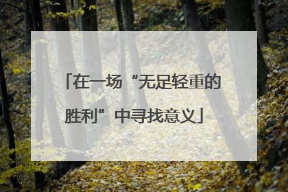 在一场“无足轻重的胜利”中寻找意义