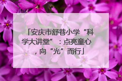 安庆市舒巷小学“科学大讲堂”：点亮童心，向“光”而行