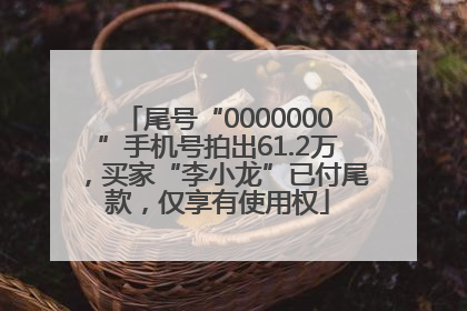 尾号“0000000”手机号拍出61.2万，买家“李小龙”已付尾款，仅享有使用权