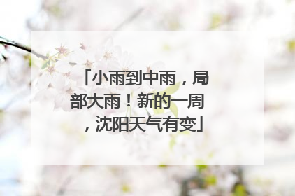 小雨到中雨，局部大雨！新的一周，沈阳天气有变