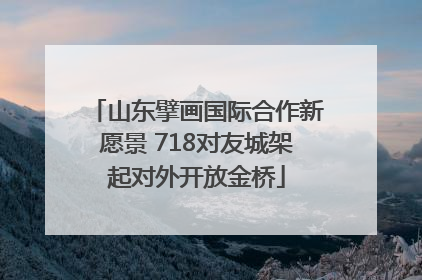山东擘画国际合作新愿景 718对友城架起对外开放金桥