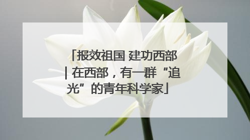 报效祖国 建功西部｜在西部，有一群“追光”的青年科学家