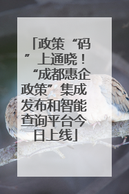 政策“码”上通晓！“成都惠企政策”集成发布和智能查询平台今日上线