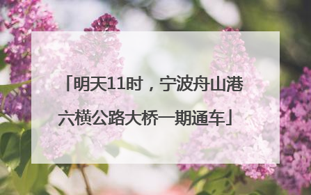 明天11时，宁波舟山港六横公路大桥一期通车