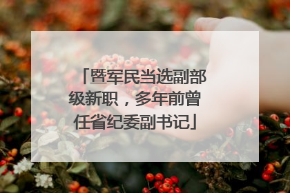 暨军民当选副部级新职，多年前曾任省纪委副书记