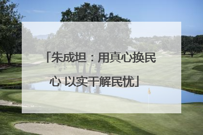 朱成坦：用真心换民心 以实干解民忧