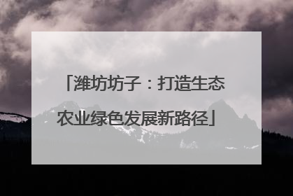 潍坊坊子：打造生态农业绿色发展新路径