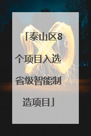 泰山区8个项目入选省级智能制造项目