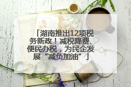 湖南推出12项税务新政！减税降费、便民办税，为民企发展“减负加油”