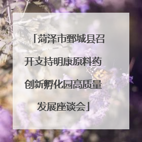 菏泽市鄄城县召开支持明康原料药创新孵化园高质量发展座谈会