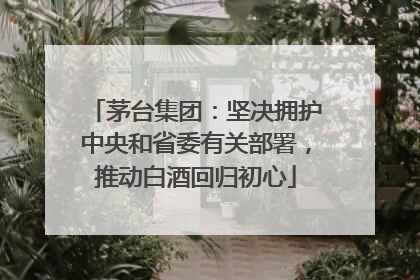 茅台集团：坚决拥护中央和省委有关部署，推动白酒回归初心