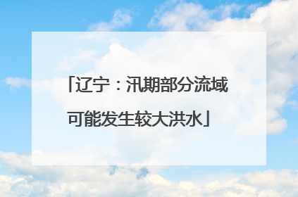 辽宁：汛期部分流域可能发生较大洪水
