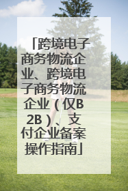 跨境电子商务物流企业、跨境电子商务物流企业（仅B2B）、支付企业备案操作指南