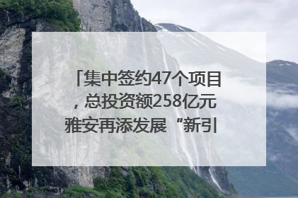 集中签约47个项目，总投资额258亿元 雅安再添发展“新引擎”｜数读西投