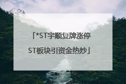 *ST宇顺复牌涨停 ST板块引资金热炒